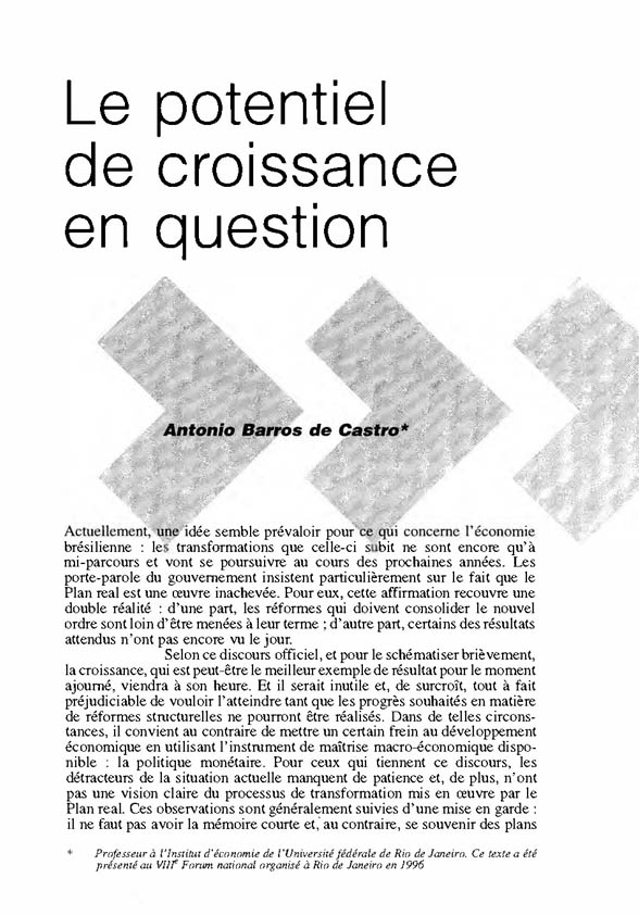 Le potentiel de croissance en question – Antonio Barros de Castro