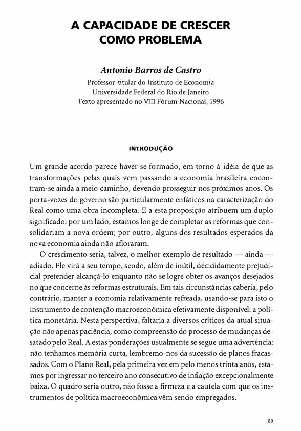 A capacidade de crescer como um problema – Antonio Barros de Castro