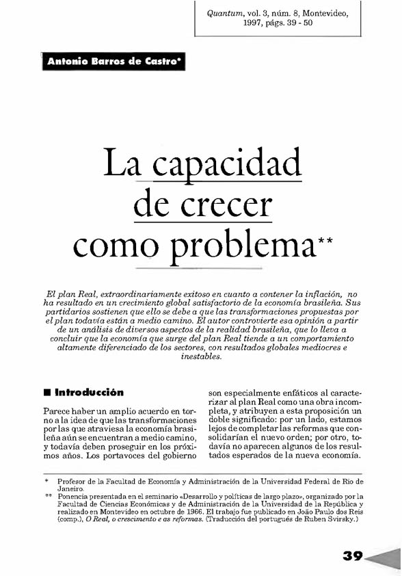 La Capacidad de Crescer como Problema – Antonio Barros de Castro