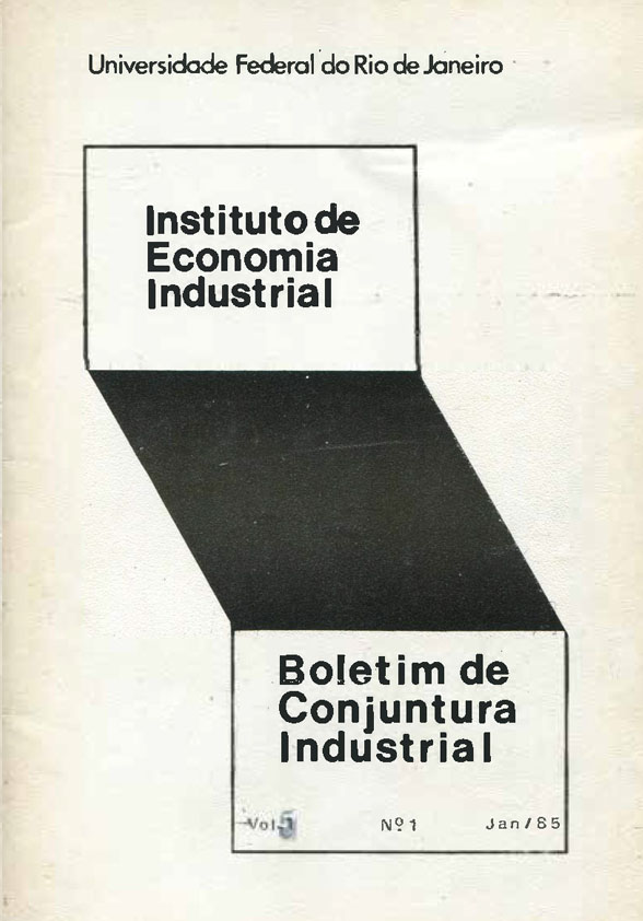 Boletim de Conjuntura Industrial, vol. 5, n. 1, Jan/1985