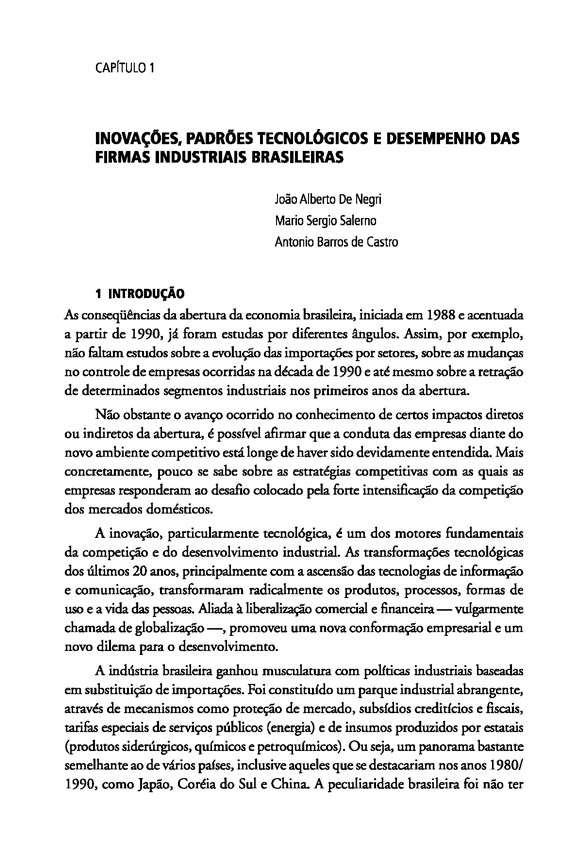 Inovações, padrões tecnológicos e desempenho das firmas industriais brasileiras